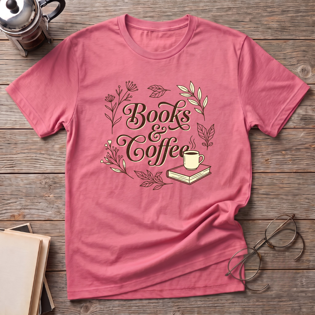 Books & Coffee Cup T-Shirt