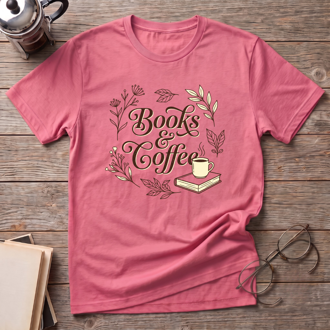 Books & Coffee Cup T-Shirt