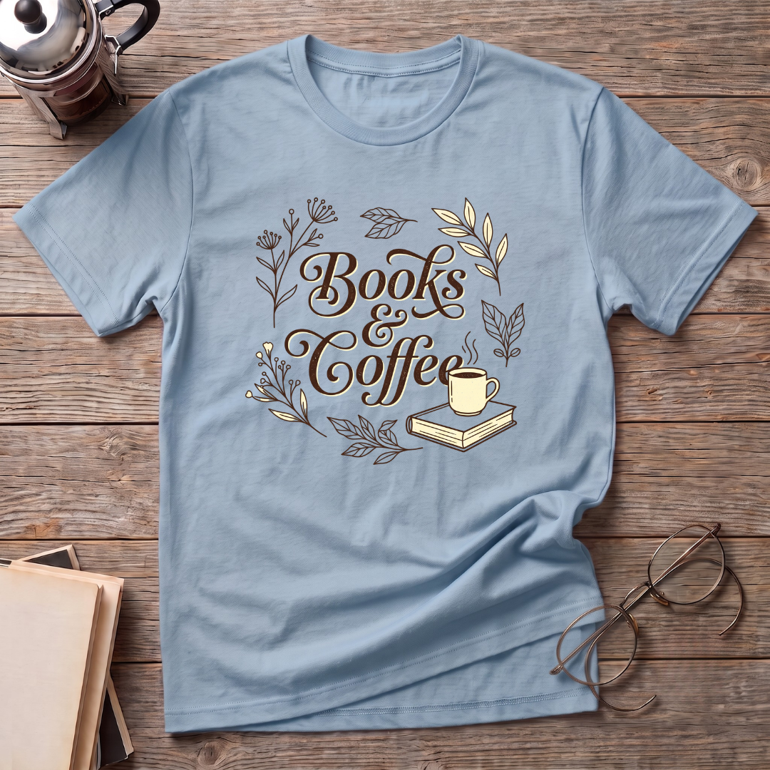 Books & Coffee Cup T-Shirt