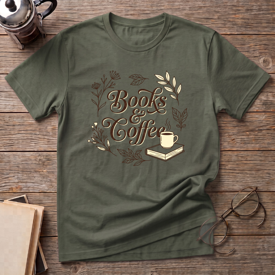 Books & Coffee Cup T-Shirt