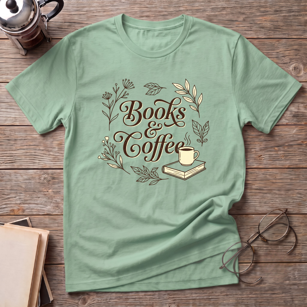 Books & Coffee Cup T-Shirt