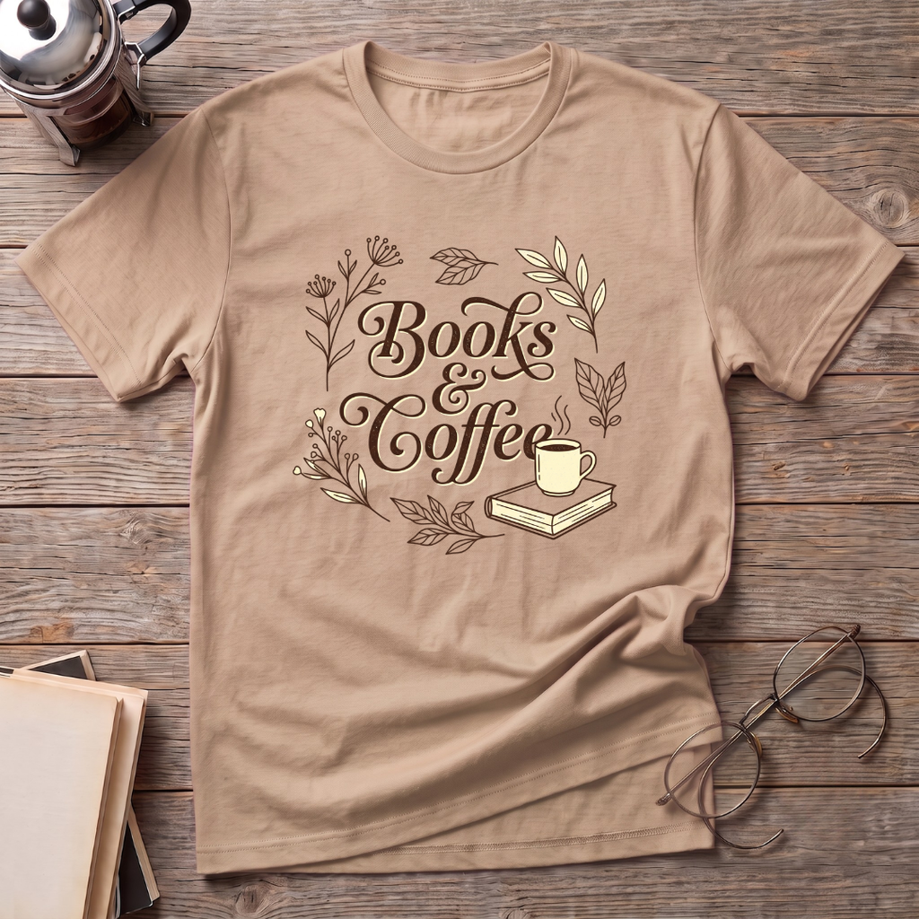Books & Coffee Cup T-Shirt