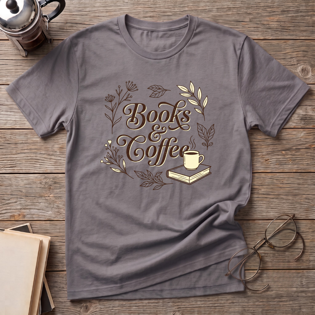 Books & Coffee Cup T-Shirt