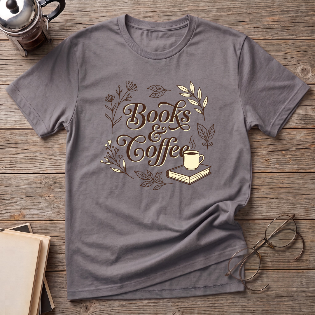 Books & Coffee Cup T-Shirt