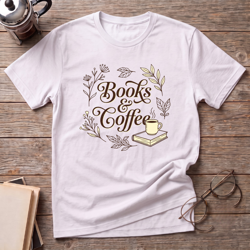 Books & Coffee Cup T-Shirt